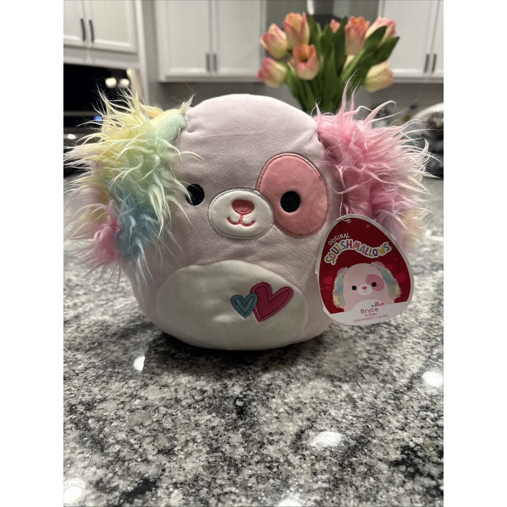 Squishmallows 8" Bryce Pastel Pink Rainbow Dog‎ Valentines Squad NWT #Bin2